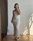 Vintage Y2K Designer Pure Silk and Cotton Crochet Wedding Dress