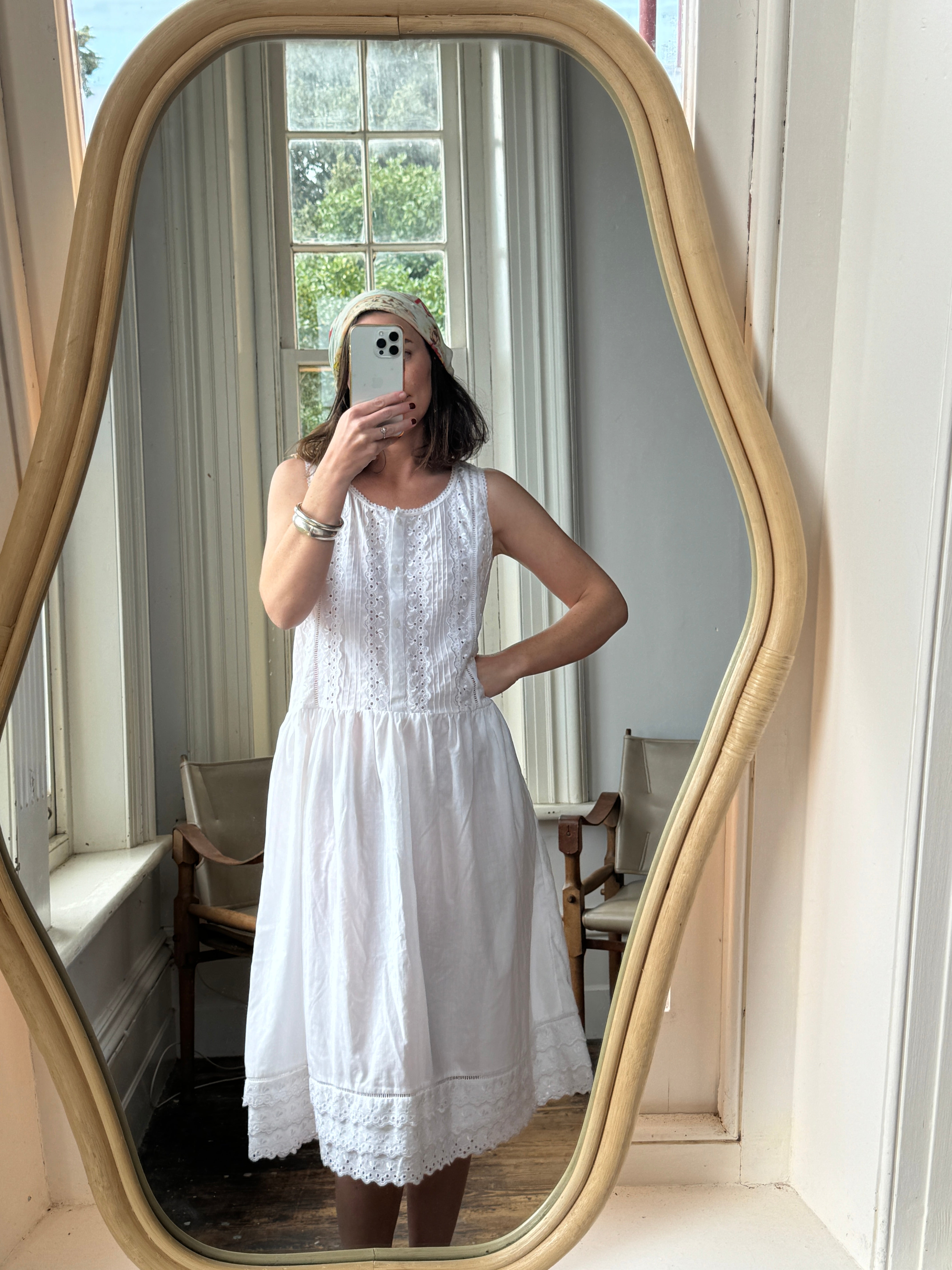 Vintage 90s Cotton Broderie Anglaise Sundress