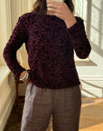 Vintage 90s Burnt Velvet Long Sleeved Top Plum