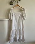 Vintage 80s Linen Drop Waist Sundress Ivory