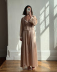 Vintage 80s Champagne Peach Robe and Slip Set