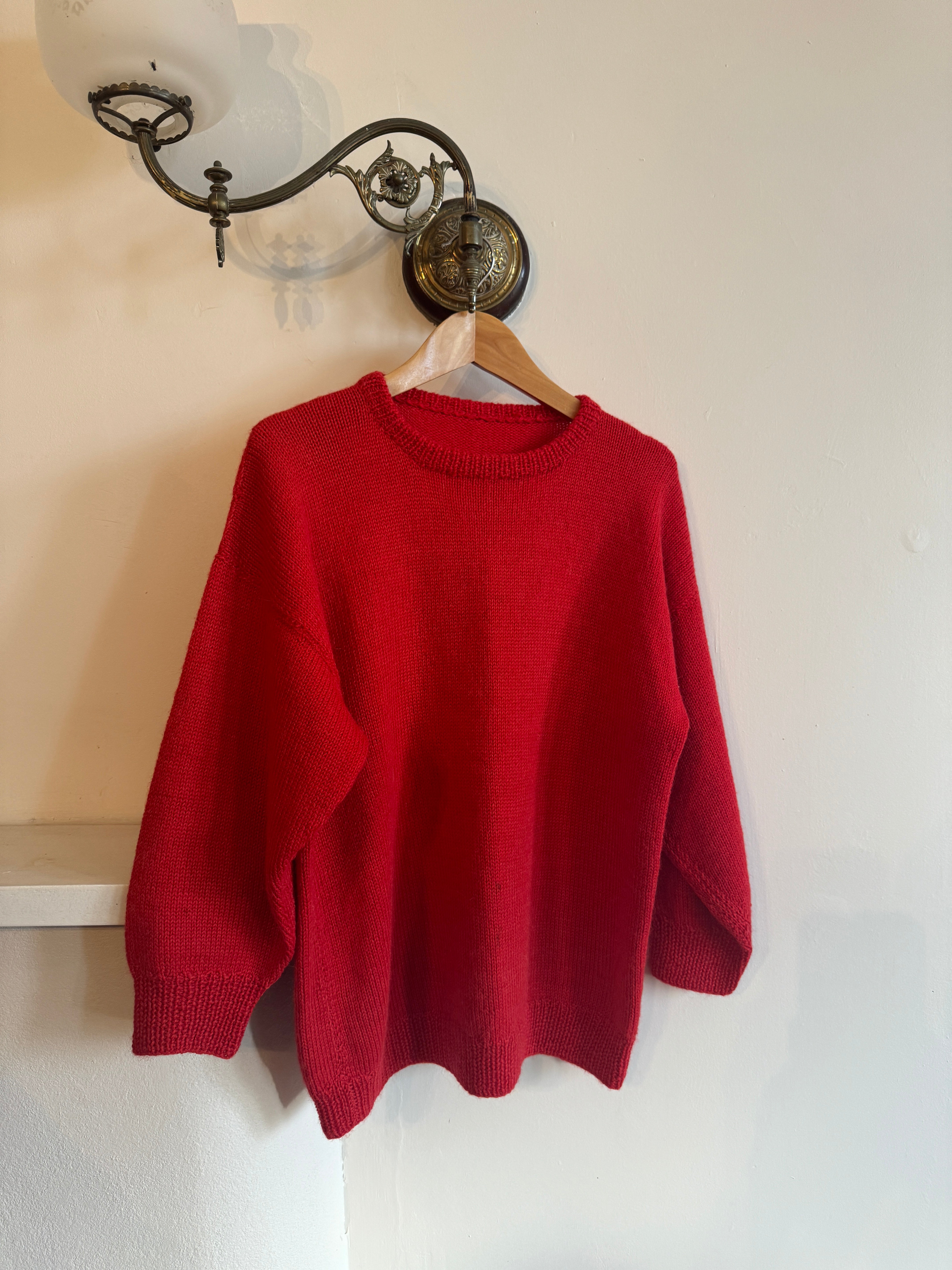 Vintage Red Wool Crew Jumper