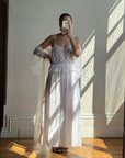 Vintage 80s Lace Peignoir and Slip Set