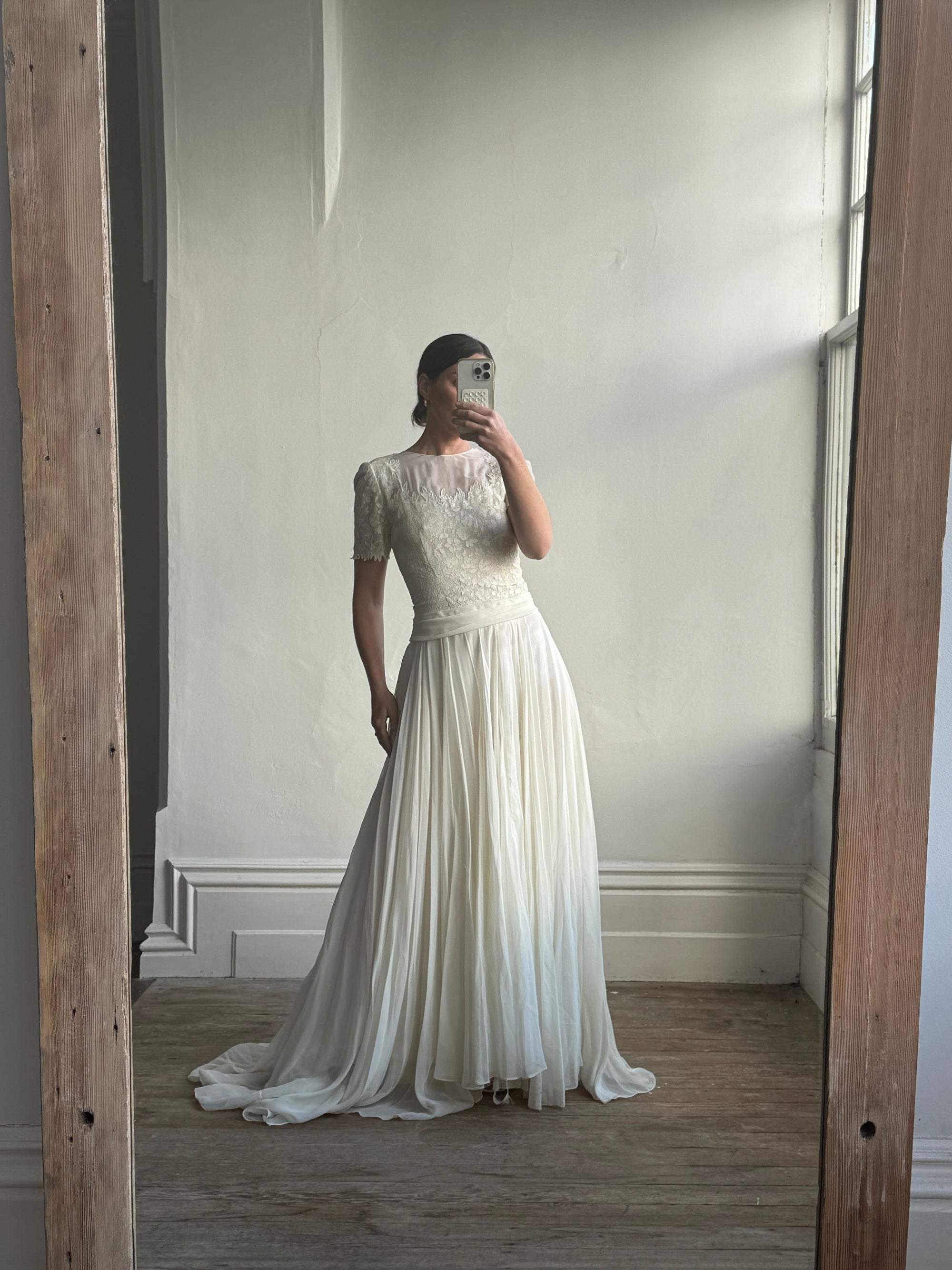 Vintage 30s Ethereal Vine Pleated Wedding Dress
