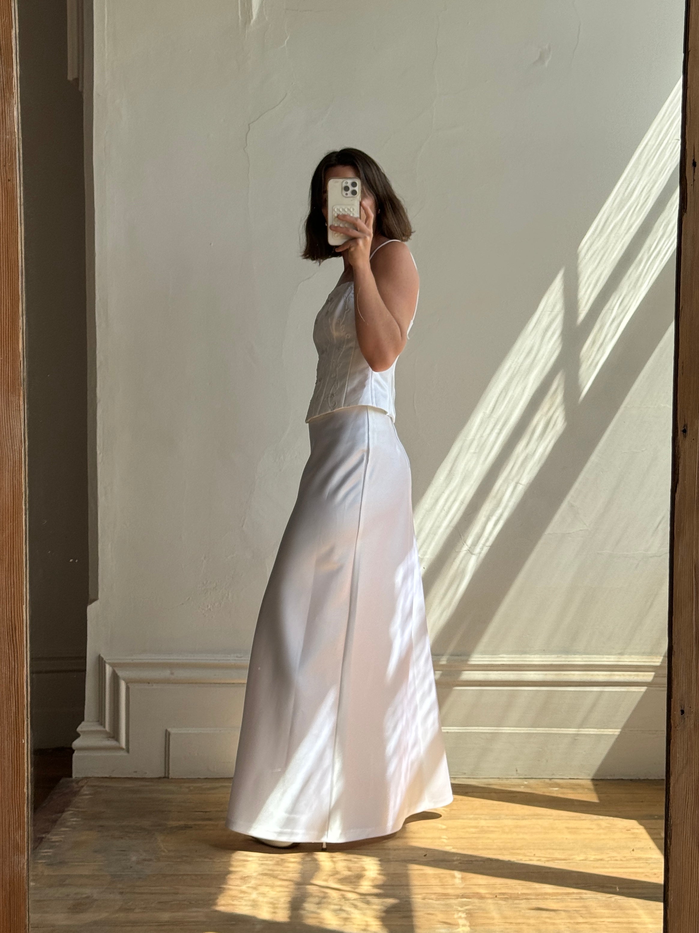 Vintage 90s Beaded Satin Two Piece Wedding Set