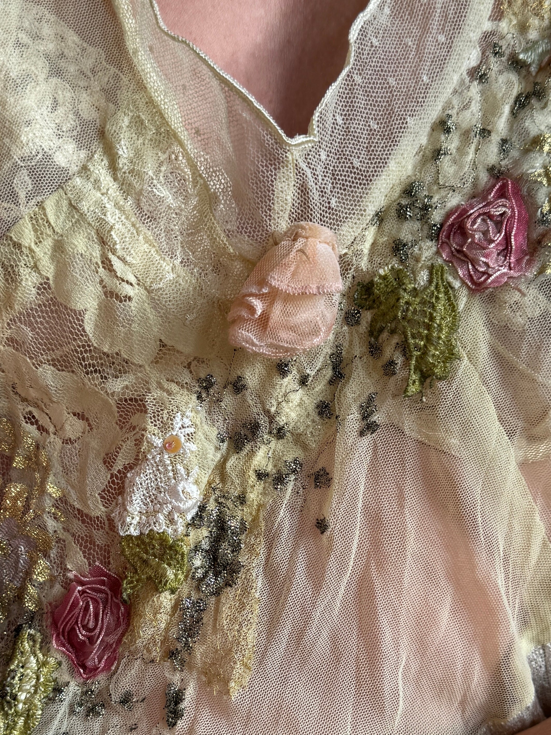 Vintage Sheer Lace Floral Fairy Top Buttercream