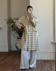 Vintage 60s Wool and Mohair Creme Check Coat