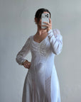 Vintage 40s Liquid Silk Satin Sheer Lace Wedding Gown