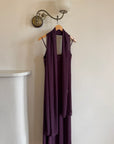 Vintage 90s Aubergine Cowl Neck Dress With Scarf