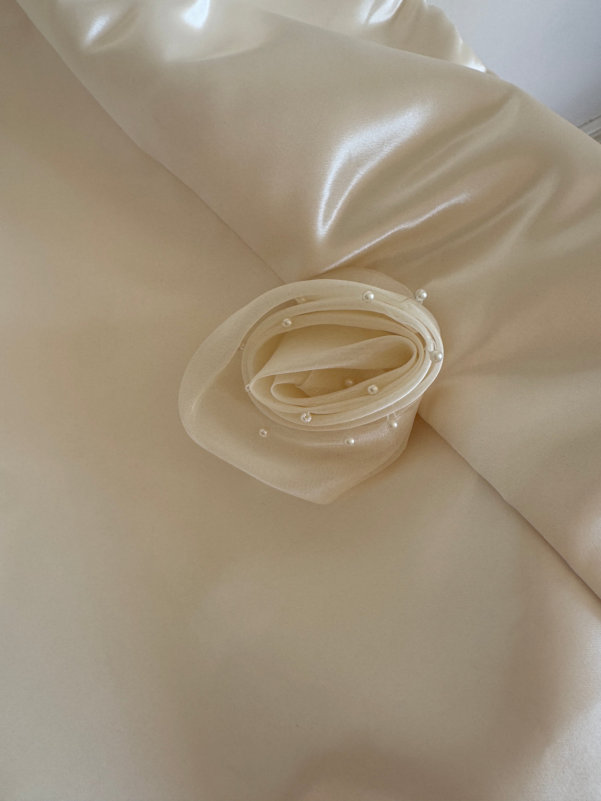 Vintage 90s Ivory Satin Column Midi with Rosette