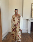 Vintage 70s Cream Oriental Floral Robe