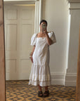 Vintage 80s Linen Drop Waist Sundress Ivory
