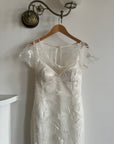 Vintage 90s Net Cowl Neck Mermaid Wedding Dress