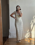 Vintage Y2K Designer Pure Silk and Cotton Crochet Wedding Dress