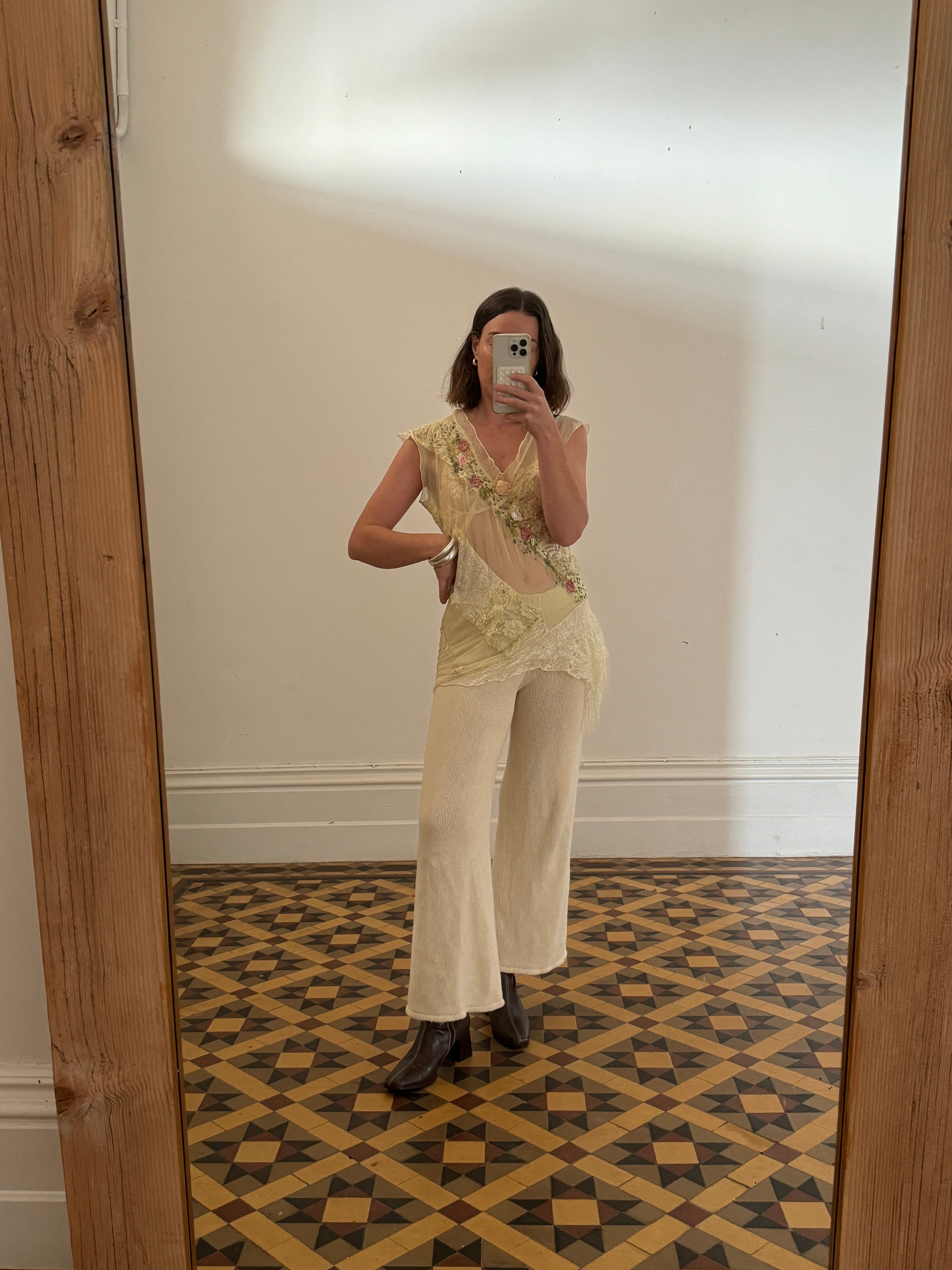 Vintage Sheer Lace Floral Fairy Top Buttercream