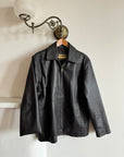 Vintage 90s Leather Zip Front Jacket Midnight Brown