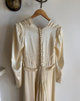 Vintage 40s Liquid Satin Classic Bridal Midi With Bows