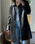 Vintage Leather Contrast Stitch Panelled Trench