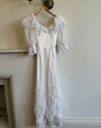 Vintage Mesh Lace Rosette Dress with Pink Bows