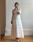 Vintage 60s Polka Dot Long Sleeved Wedding Dress Ivory