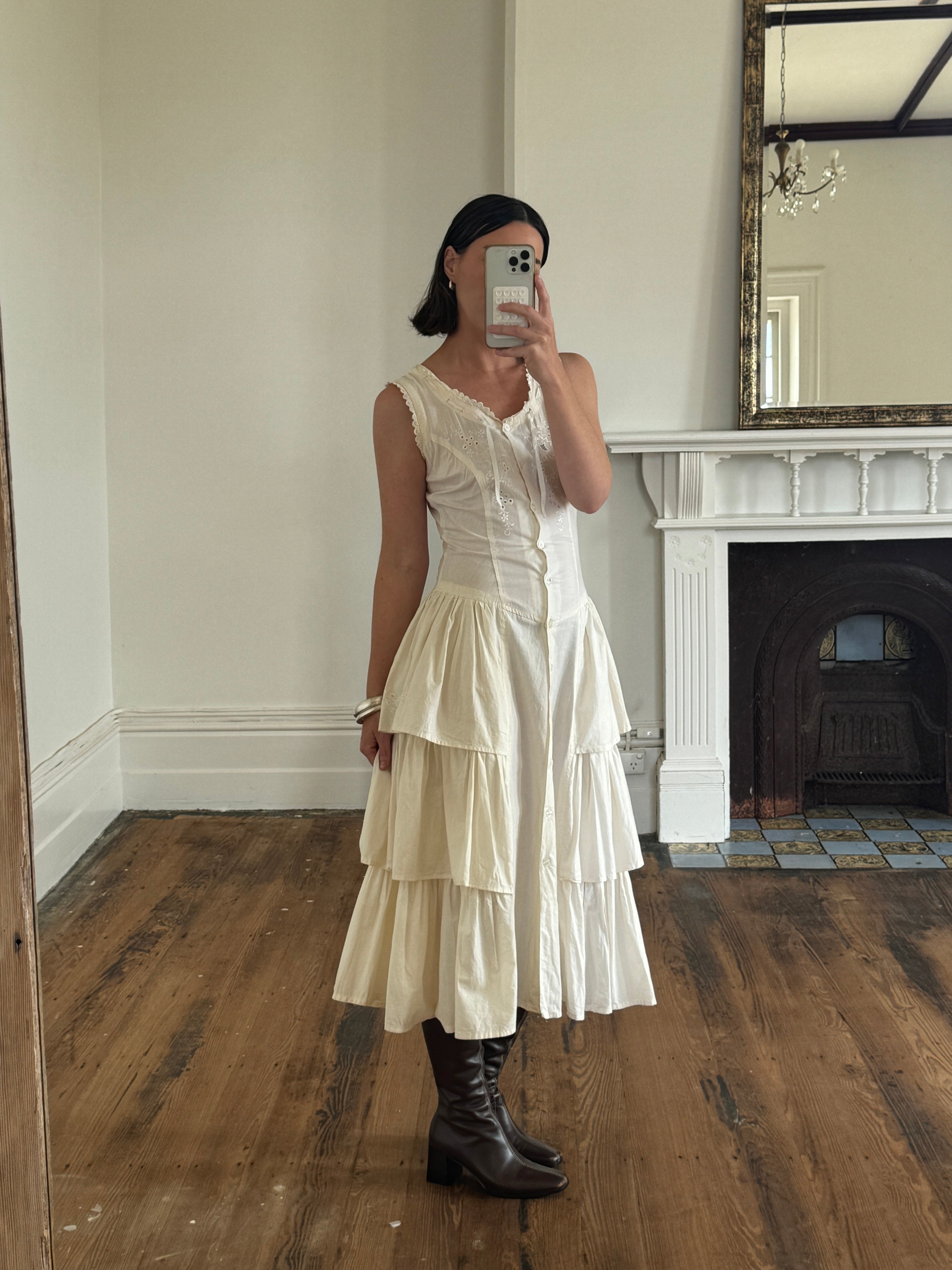 Vintage 80s Cotton Tiered Sundress