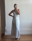 Vintage 90s Ice Blue Satin Jacquard Corset and Skirt Set