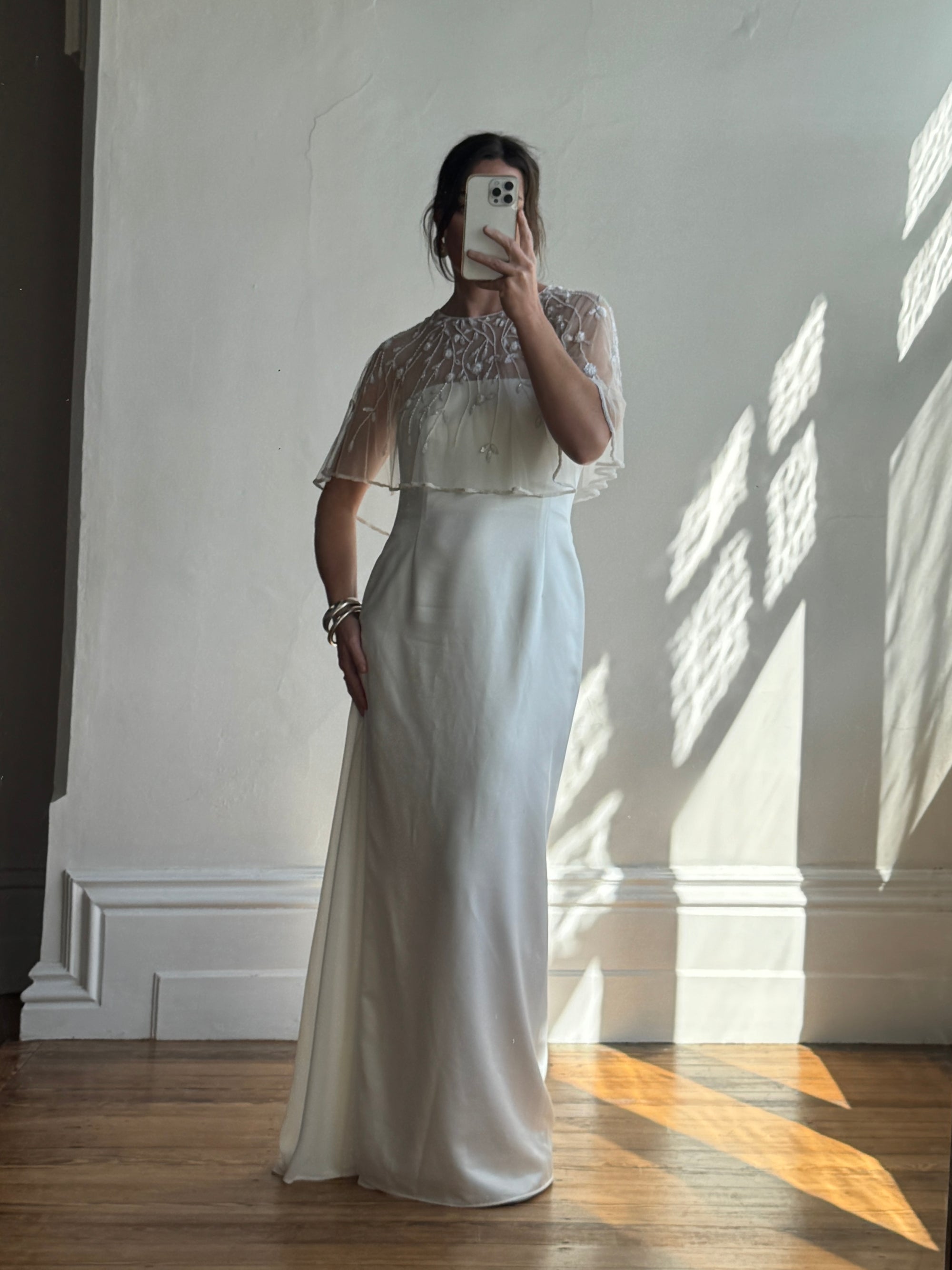 Vintage Y2K Vine Beaded Bridal Cape