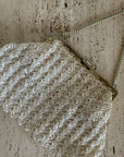 Vintage Woven Handbag With Silver Chain