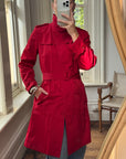 Vintage 90s Red Mid Length Trench Coat
