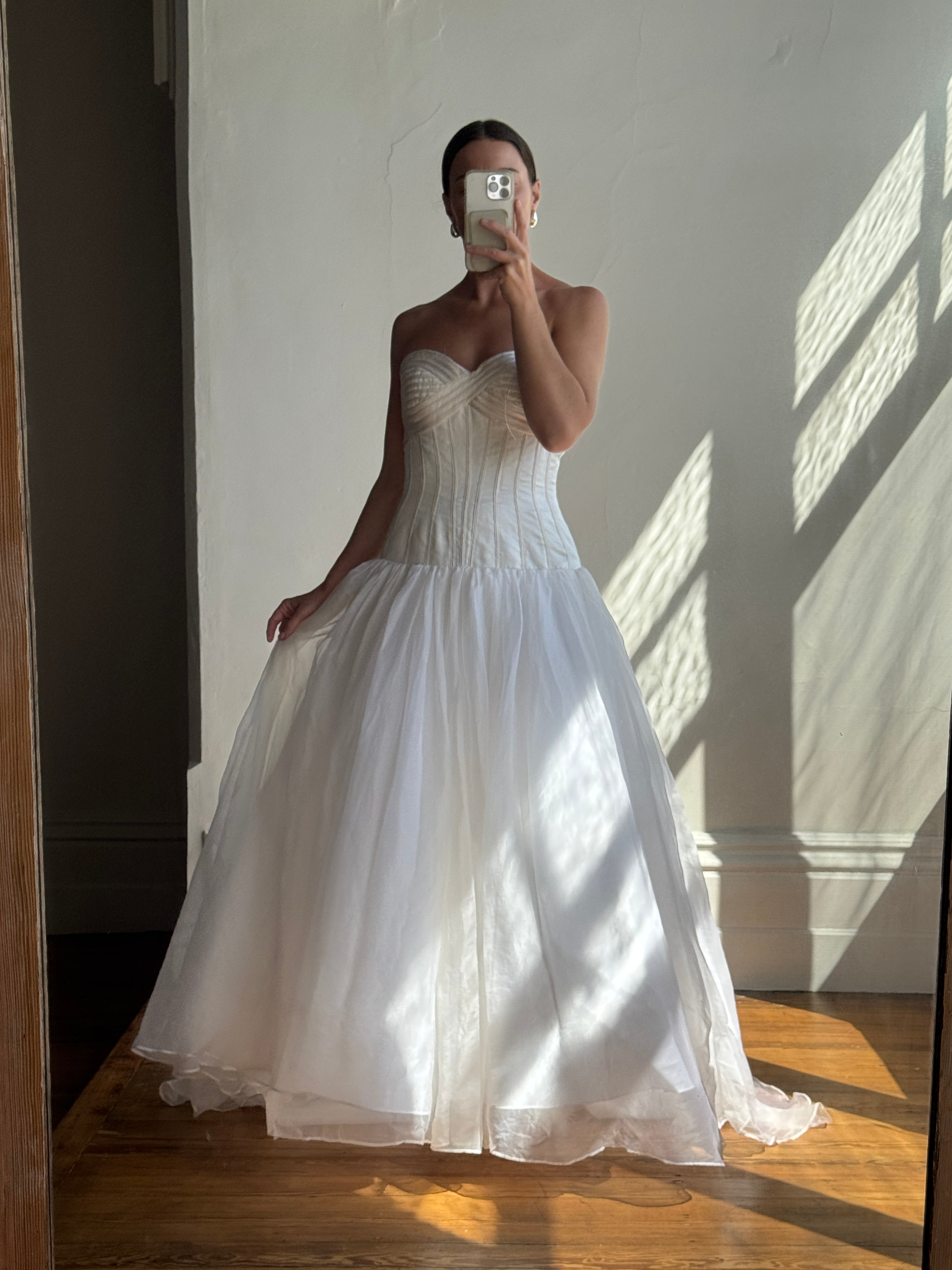 Vintage Y2K Pure Silk Drop Waist Princess Wedding Gown