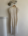 Vintage 80s Fringed Mini Party Dress Ivory
