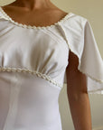 Vintage 60s Crepe Caplette Wedding Dress