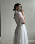 Vintage 70s Prairie Flutter Wedding Dress
