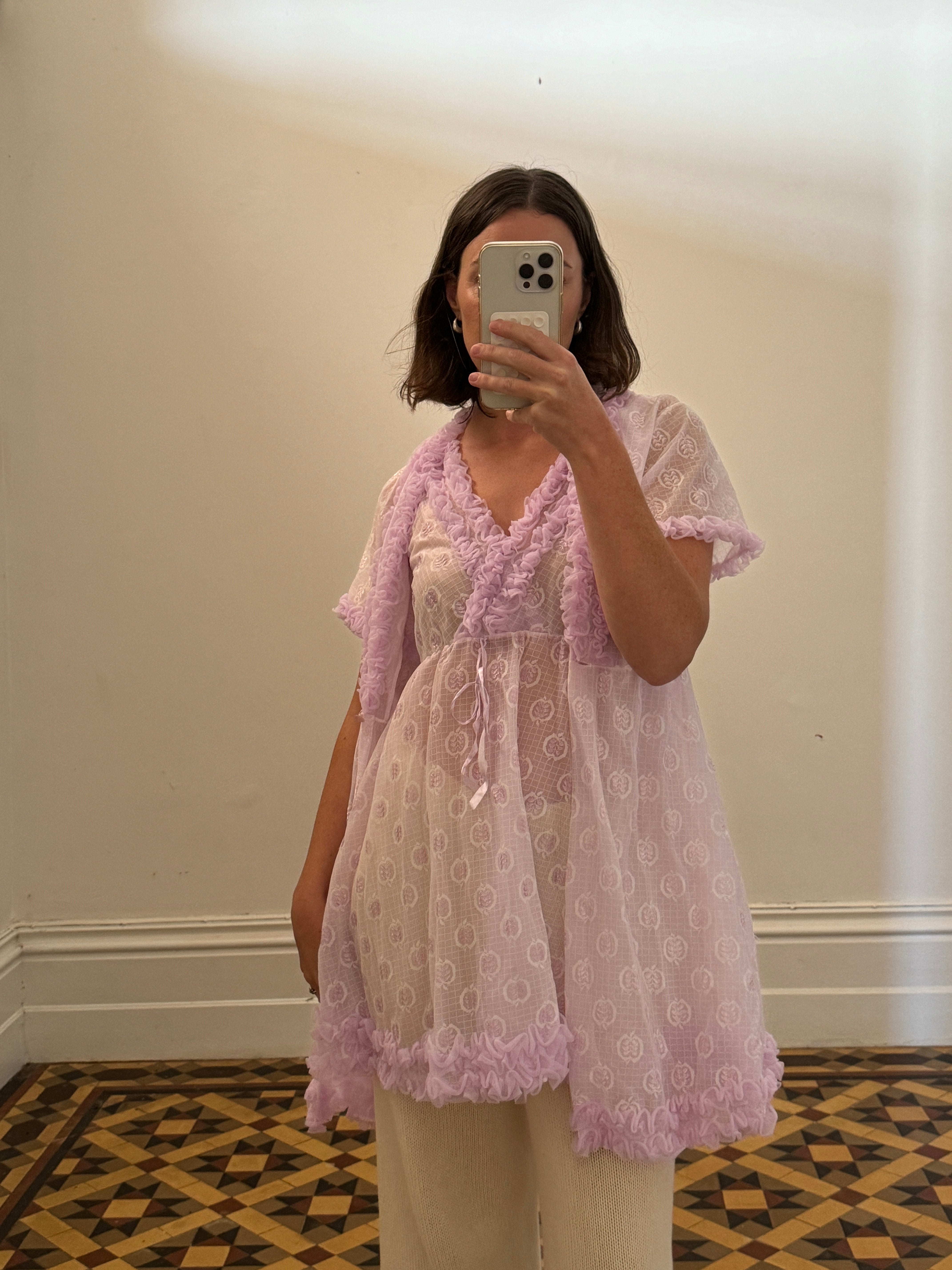 Vintage 50s Frou Frou Lilac Dress and Cape Set