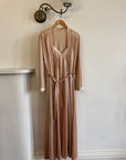 Vintage 80s Champagne Peach Robe and Slip Set