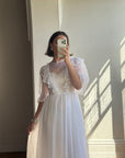 Vintage 70s Polka Chiffon Frill Wedding Dress
