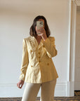 Vintage 90s Escada Butter Yellow Blazer with Gold Buttons