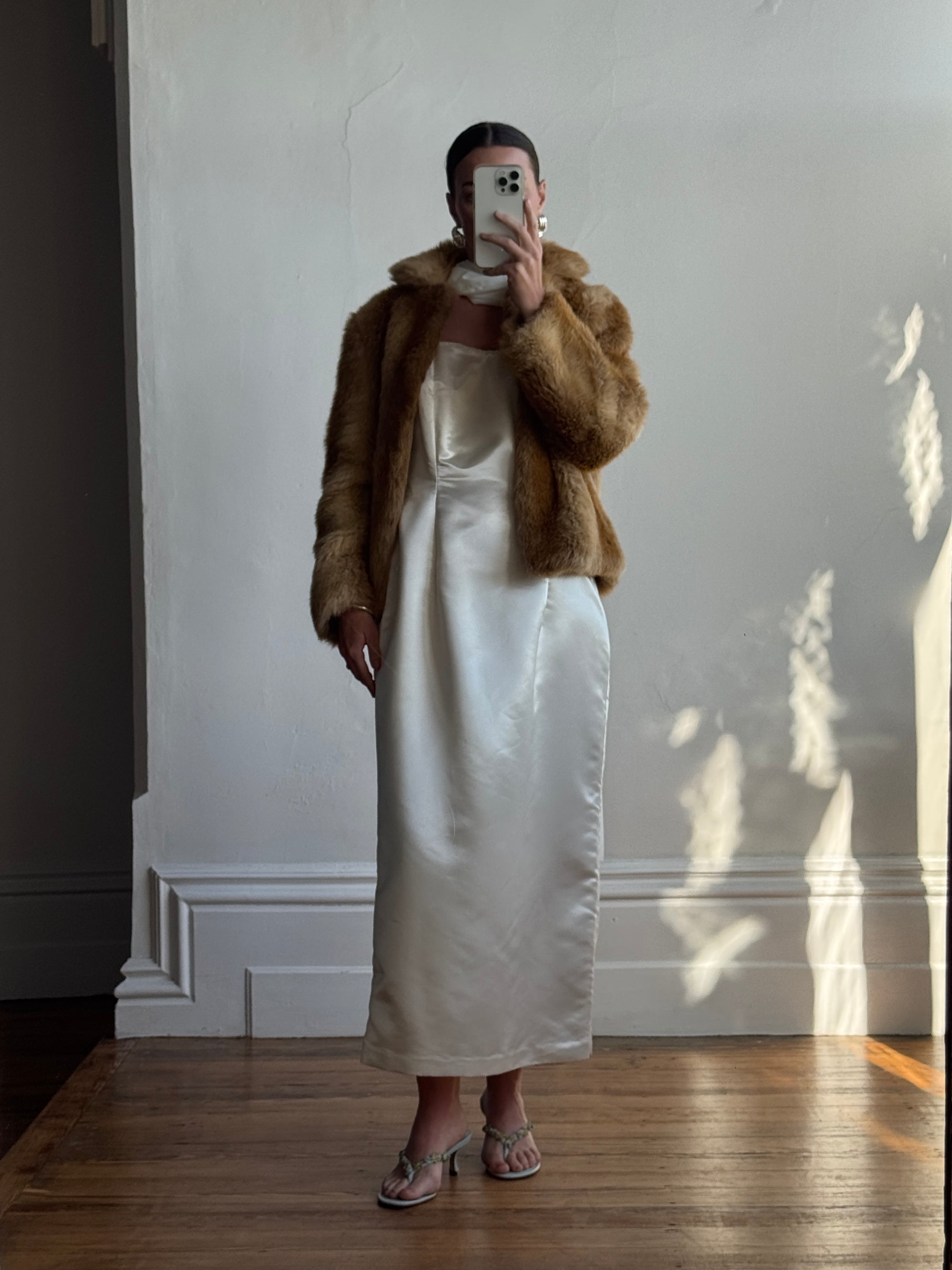 Vintage Australian Made Caramel Faux Fur coat