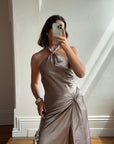 Vintage 90s Australian Made Bronze Satin Party Dress