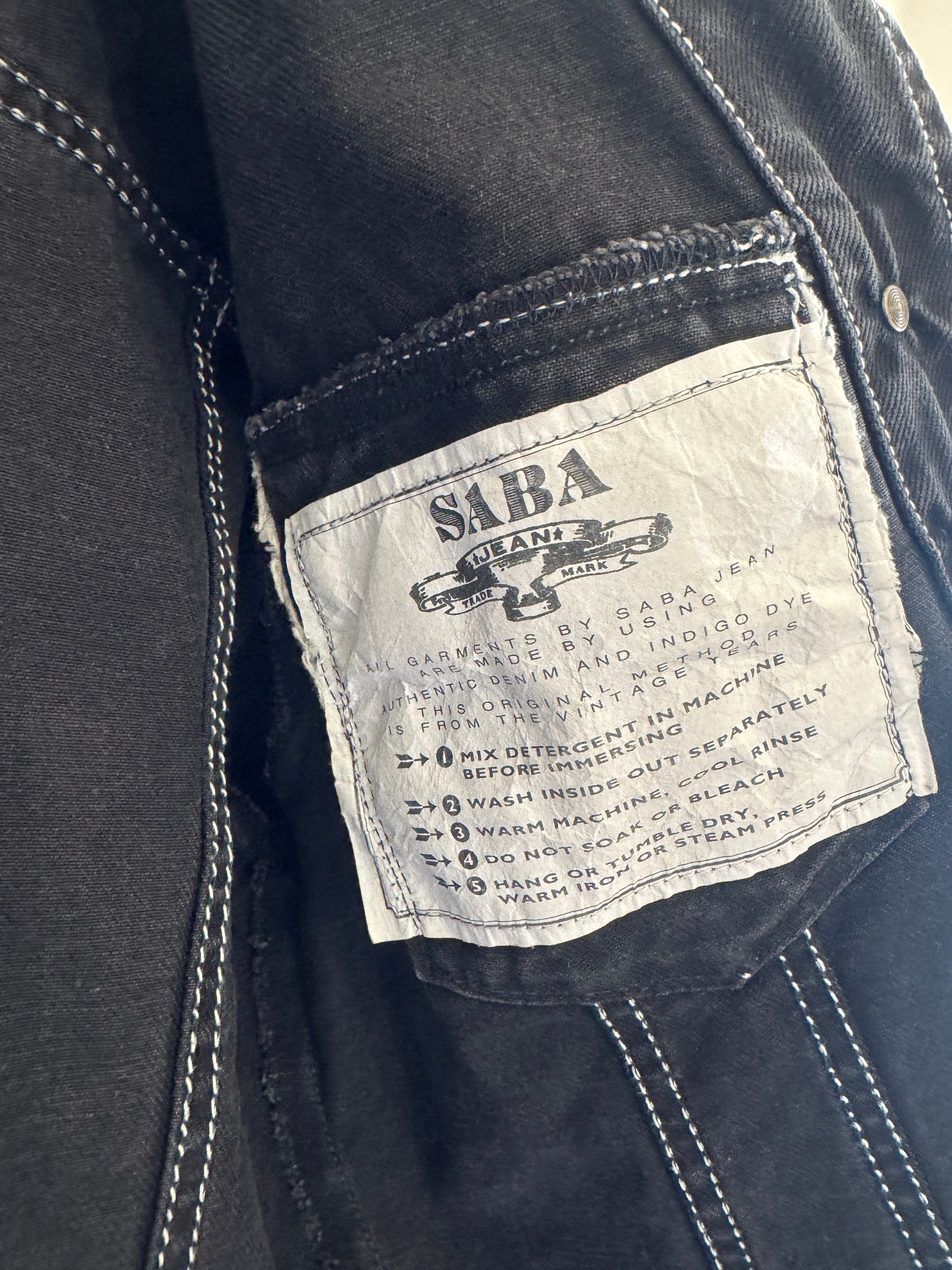 Vintage 90s Black Denim Contrast Stitch Top