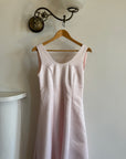 Vintage 90s Baby Pink Satin Scoop Neck Dress