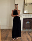 Vintage 90s Velvet High Front Evening Gown With Rhinestones