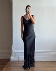 Vintage 90s Bias Cut Prom Dress Noir