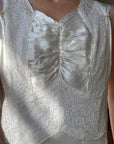 Vintage 40s Liquid Satin Sleeveless Lace Wedding Gown