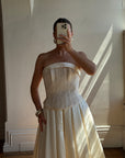 Vintage 90s Princess Brocade Champagne Wedding Gown