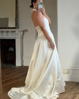 Vintage 90s Ivory Beaded Halter Bridal Ballgown