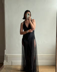 Vintage Y2K Victorias Secret Racer Pure Silk Slip Noir