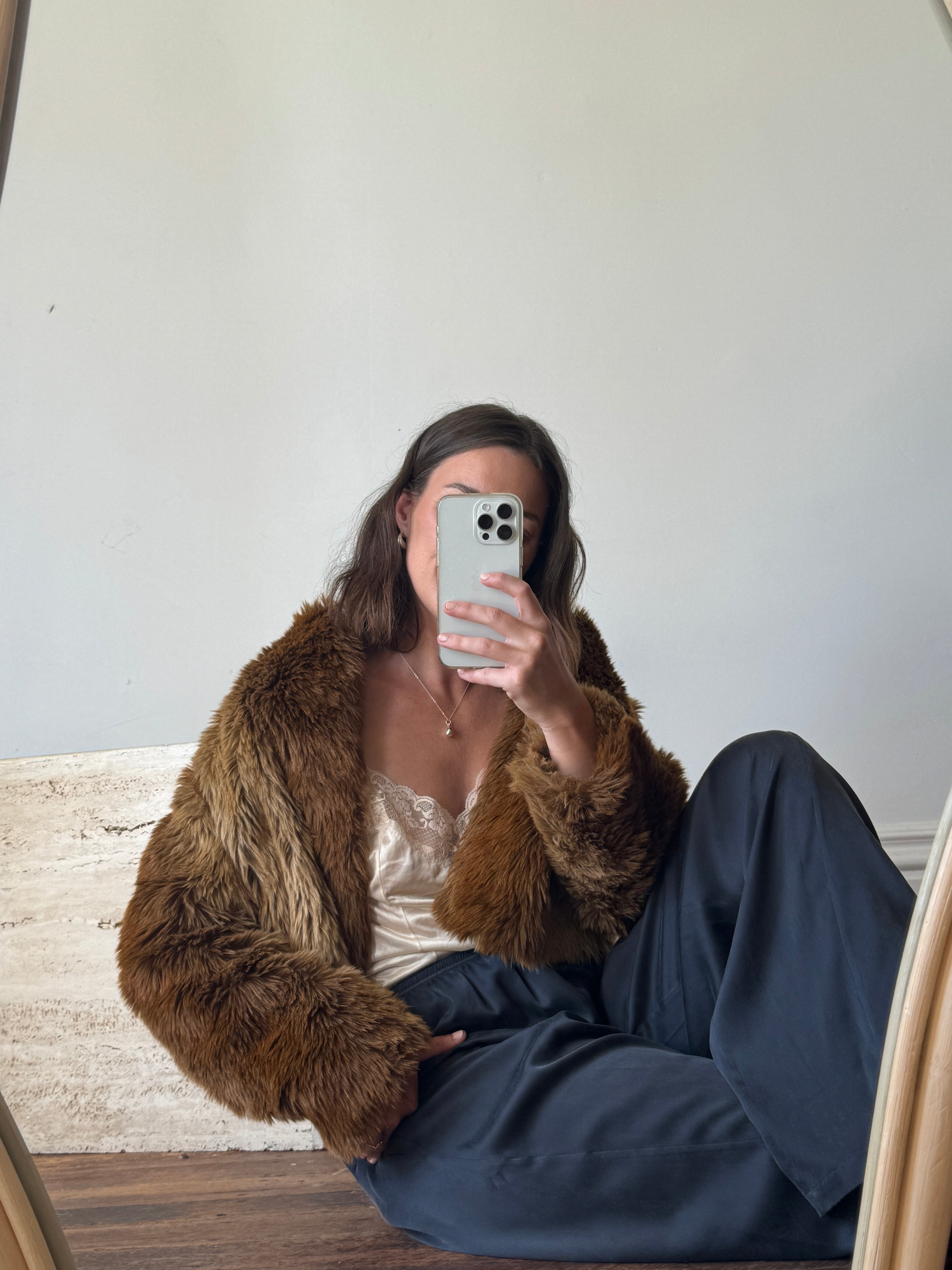 Vintage Caramel Faux Fur Jacket