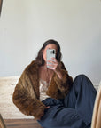 Vintage Caramel Faux Fur Jacket