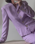 Vintage 90s Ralph Lauren Pure Silk Lilac Suit with Original Tags Attached